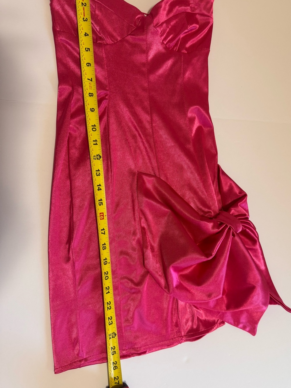 ASOS Pink Satin Strapless Mini Dress Bow Detail XS Y2K Party - Picture 6 of 14